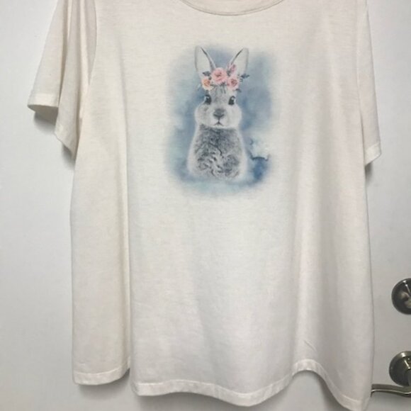 NEW Adorable Cloth & Portrait Womens Beaded Bunny Long Tee. Sz. XXL - Picture 2 of 4
